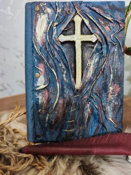 Christian Cross Design - Craft Leather Journal Diary w/Free Pen